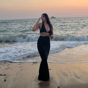 MESHKI Black Diamond Cut Out Dress